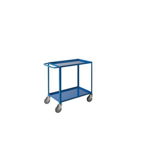 Steel shelf workshop trolleys - with handle at one end