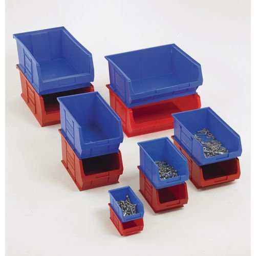 Standard small parts storage bins 240x150x132 red - pack 10