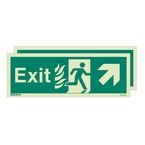 Photoluminescent Sign 'htmexit Up Left / Right' H X W: 150 X 400