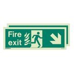 Photoluminescent Sign 'htmfire Exit Down Left / Right' H X W: 200 X 450