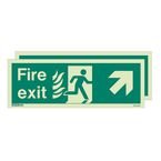 Photoluminescent Sign 'htmfire Exit Up Lfet / Right' H X W: 150 X 150
