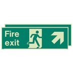 Photoluminescent Sign 'fireexit Up Left / Right' H X W: 300 X 900