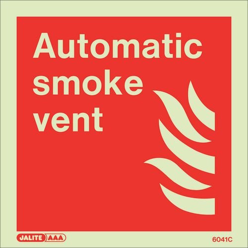 Photoluminescent Sign 'Automatic Smoke Vent' H X W: 150 X 150
