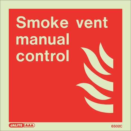 Photoluminescent Sign 'Smoke Vent Manual Control' H X W: 200 X 200