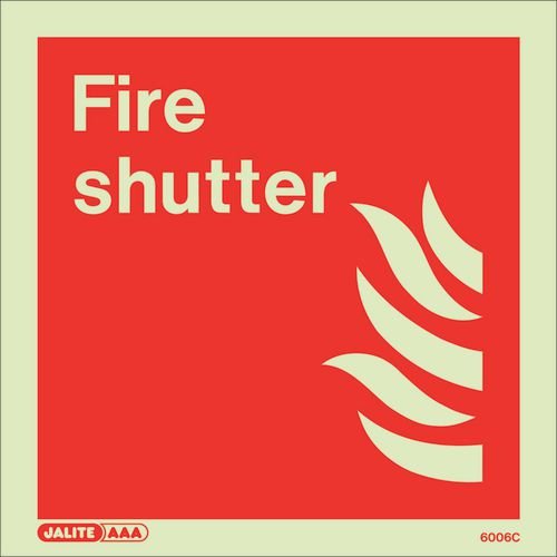 Photoluminescent Sign 'Fire Shutter' H X W: 150 X 150