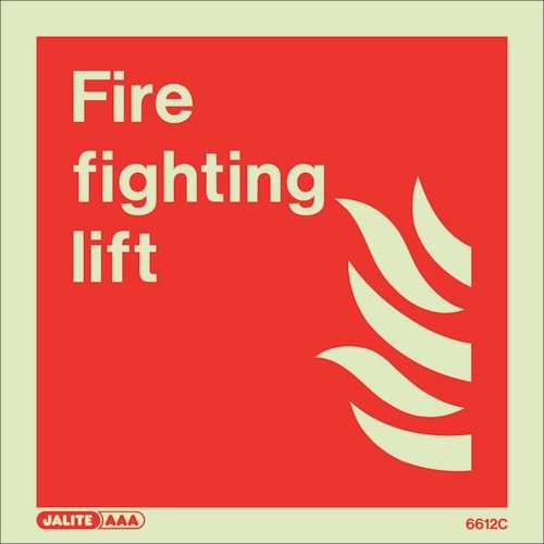 Photoluminescent Sign 'Fire Fighting Lift' H X W: 200 X 200
