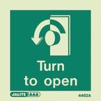 Photoluminescent Sign 'turnto Open Left' H X W: 150 X 150