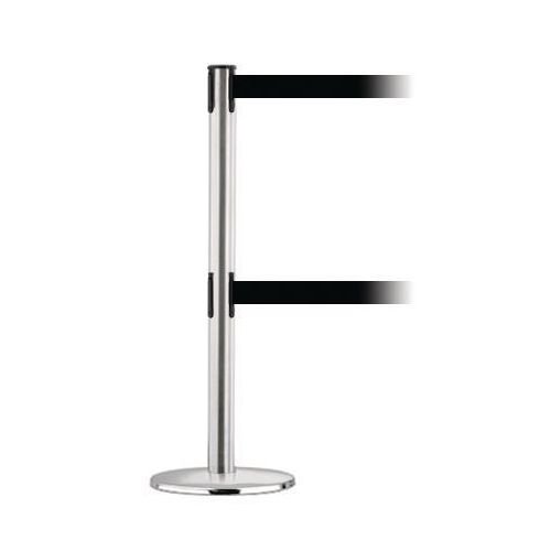 Tensator® Advance dual line barrier system - Polished chrome post and black webbing