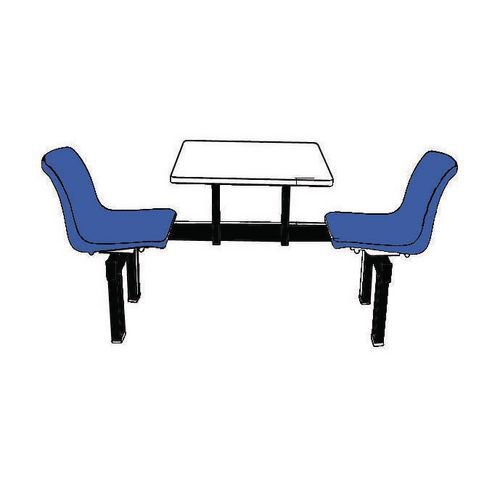 Polypropylene fixed canteen table and chairs -  Self assembly - 2 seats - 1 way access