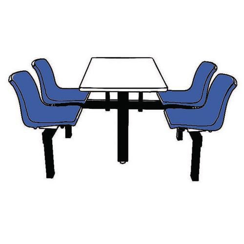Polypropylene fixed canteen table and chairs -  Self assembly - 4 seats - 1 way access