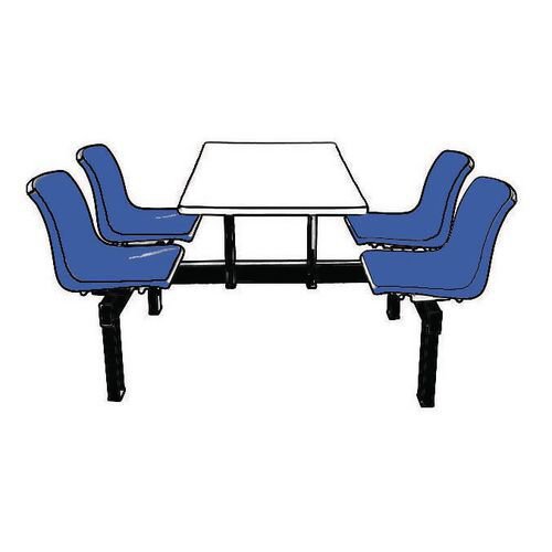 Polypropylene fixed canteen table and chairs -  Self assembly - 4 seats - 2 way access