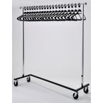 Mobile Chrome Coat Rack with 20 Black Anti-theft Hangers