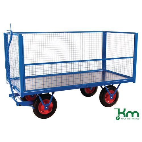 Konga turntable platform trucks with brakes, platform L x W - 2000 x 1000mm with sides & ends