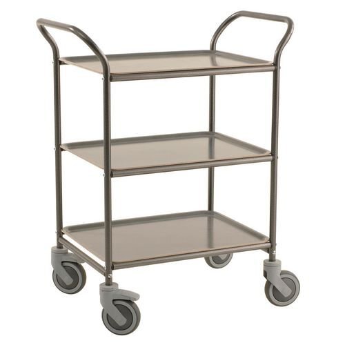 Konga three tier service trolleys with removable non-slip surface trays, anthracite grey