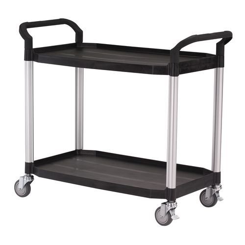 Two tier plastic tray trollies - Large - Black