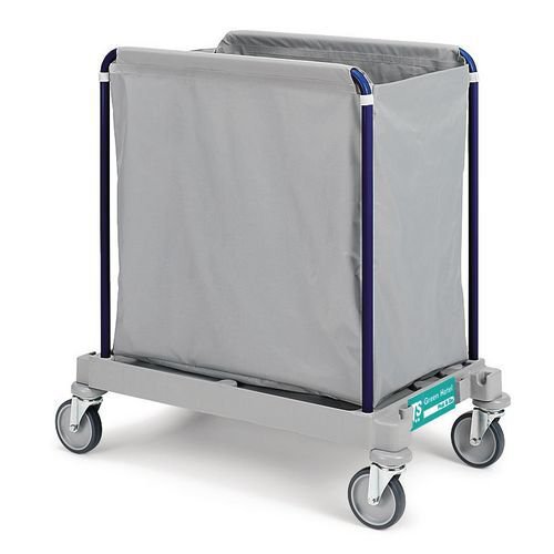 Side opening steel laundry trolley with plastic coated bags, 200litres without lid