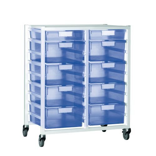Premium white racks with transparent trays - Mid height mobile A4 racks