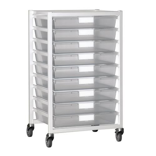 Premium white racks with transparent trays - Mobile A3 racks