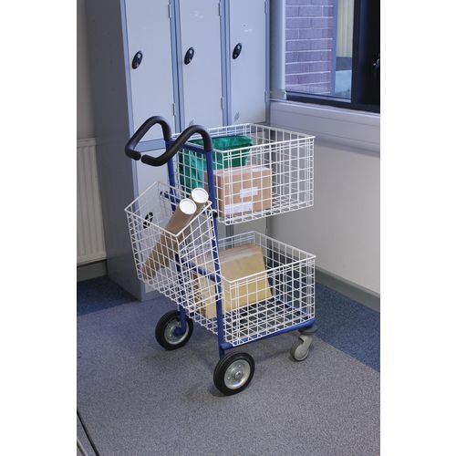 Slingsby standard small mailroom trolley with comfort grip handles