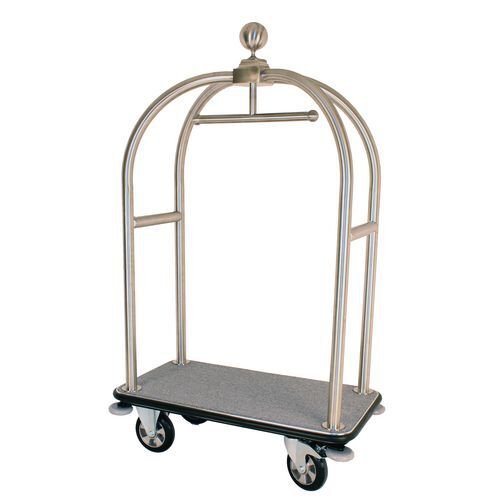 Stainless steel crown style luggage trolley with buffer wheels