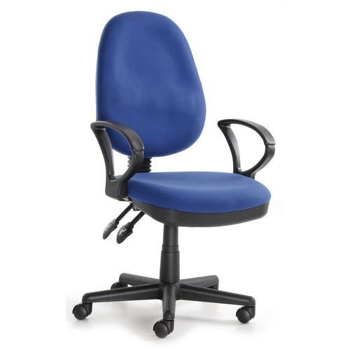Twin lever operator office chair, with fixed arms, blue