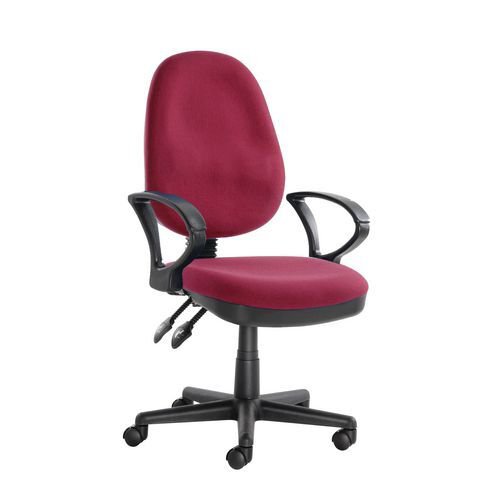 Twin lever operator office chair , with fixed arms, red