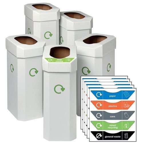 Cardboard recycling bins - 5 pack