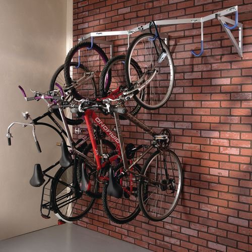 Wall mounted cycle hook rack - 6 bike capacity