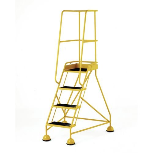 Classic Colour Bs Range Spring Loaded Mobile 4 Tread Step Designed To Conform To Bs En-131 Part 7 - Anti-Slip Treads - Colour Yellow