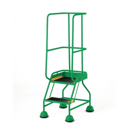 Classic Colour Bs Range Spring Loaded Mobile 2 Tread Step Designed To Conform To Bs En-131 Part 7 - Anti-Slip Treads - Colour Green