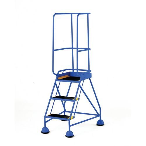 Classic Colour Bs Range Spring Loaded Mobile 3 Tread Step Designed To Conform To Bs En-131 Part 7 - Anti-Slip Treads - Colour Blue