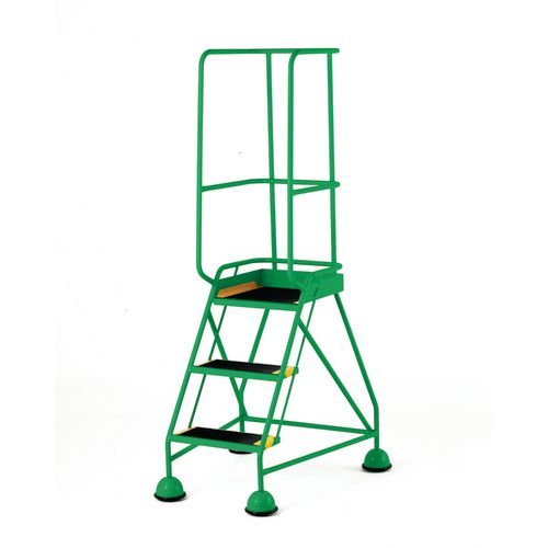 Classic Colour Bs Range Spring Loaded Mobile 3 Tread Step Designed To Conform To Bs En-131 Part 7 - Anti-Slip Treads - Colour Green