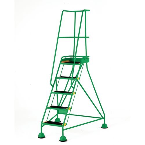 Classic Colour Bs Range Spring Loaded Mobile 5 Tread Step Designed To Conform To Bs En-131 Part 7 - Anti-Slip Treads - Colour Green