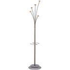 Festy 5 Hook Coat &umbrella Stand - Silver/wood