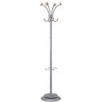 Viena 8 Hook Coat &umbrella Stand - Silver/wood