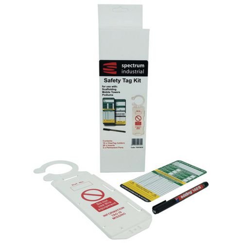 Scaffold Safety Tag Box Kit (10 Holders, 20 Inserts, 1 Pen)