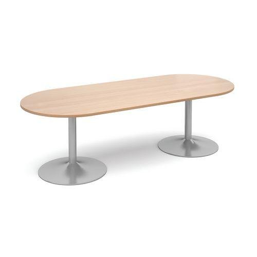 Modular boardroom meeting room table with trumpet base - Rectangular with radial end