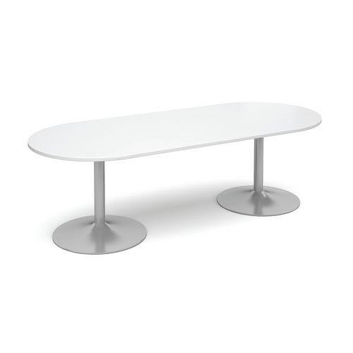 Modular boardroom meeting room table with trumpet base - Rectangular with radial end