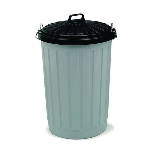 Plastic dustbin with locking clip lid