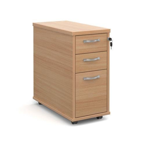 Office tall mobile pedestal drawers - standard width, beech
