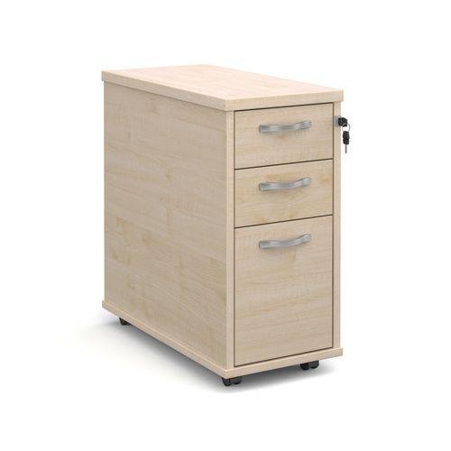 Office tall mobile pedestal drawers - narrow, oak