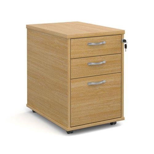 Office tall mobile pedestal drawers - standard width, oak