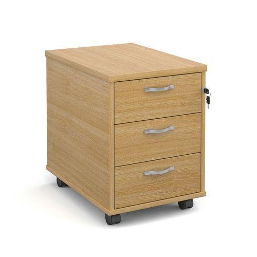 Office mobile pedestal drawers - 3 drawers, oak