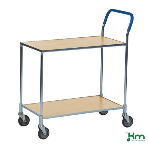 Konga two tier laminated wood shelf trolleys