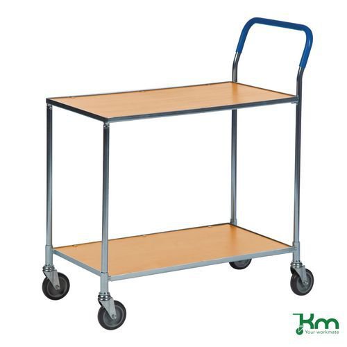 Konga two tier laminated wood shelf trolleys