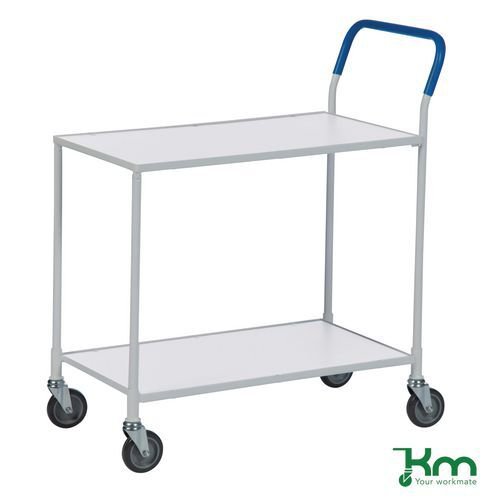 Konga two tier laminated wood shelf trolleys