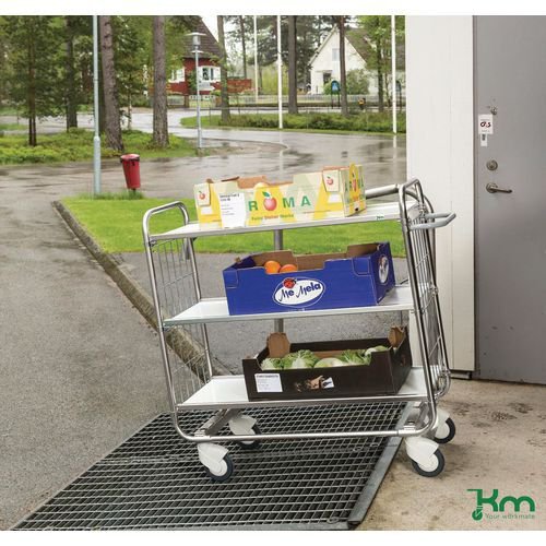 Konga flexible shelf trolleys with central locking