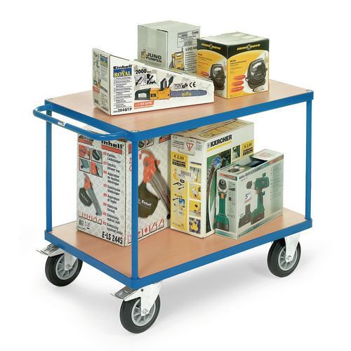 Fetra heavy duty laminated wood shelf trolleys