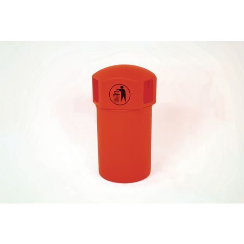 145L Hooded top litter bin with tidy man logo - Red