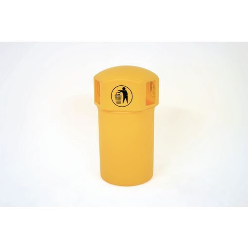 145L Hooded top litter bin with tidy man logo  - Yellow